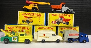 Matchbox Cars with Boxes a Lesney Product Lomas Ambulance #14 and #s 13, 14, 15, 16