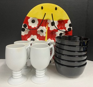 Porcelain Egg Plate, Mugs and Bowls