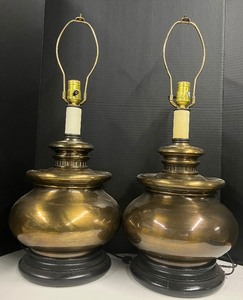 Two Oversized Bronze Lamps Very Nice