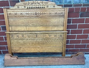 Antique Eastlake Style Head and Foot board and Rails Spoon Carved