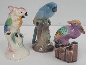 Porcelain Antique Bird Flower Frogs Lot