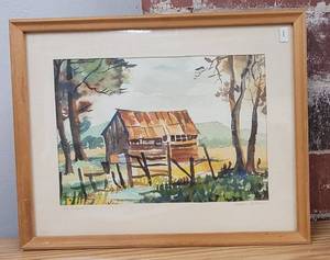 The Outpost by Millie DeMann Watercolor signed