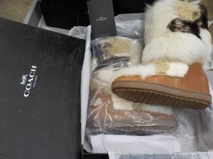 lot 45 image: Coach New Natural Multi Saddle Boots Womens Size 7