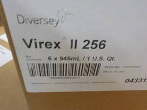 lot 88 image: 6 qt Bottles Diversey Virex II 256 One Step Disinfectant Cleaner and Deodorant