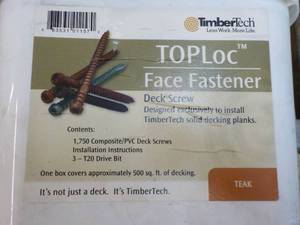 lot 194 image: Timber Tech Toploc Face Fastener Deck Screws Teak - covers 500 sq ft