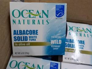 lot 280 image: 12 x 6 oz Cans Ocean Naturals Albacore Solid White Tune best date 042025