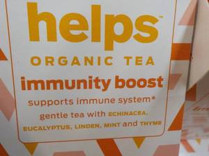 lot 325 image: 6 boxes x 16 each caffeine free Helps Organic Tea Immunity Boost