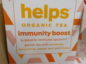 lot 327 image: 6 boxes x 16 each caffeine free Helps Organic Tea Immunity Boost