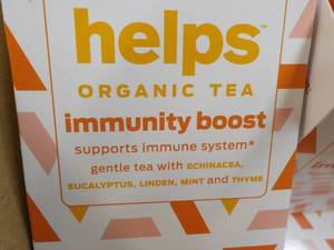 lot 330 image: 6 boxes x 16 each caffeine free Helps Organic Tea Immunity Boost