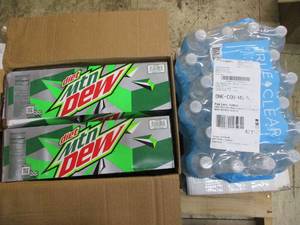 lot 149 image: Diet Mt Dew 24 pack and Water Bottles 24 pack