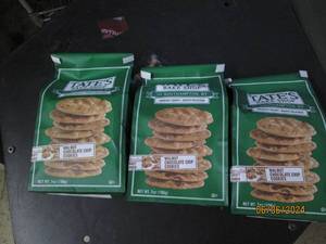 lot 67 image: 3 bags of tates bake shop walnut chocolate chip cookies best buy date of april 2024 7oz