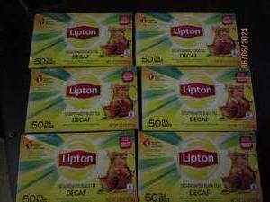 lot 93 image: 6 packages of lipton decaffeinated black tea 50 tea bags each package
