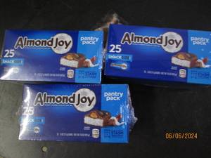 lot 116 image: 3 packages of 256oz pantry pack almond joys best buy date of 12024