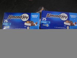 lot 117 image: 3 packages of 256oz pantry pack almond joys best buy date of 12024