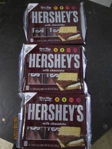 lot 289 image: 39.3 oz packages of hersheys milk chocolate 6 bars each package