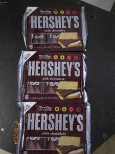 lot 290 image: 39.3 oz packages of hersheys milk chocolate 6 bars each package