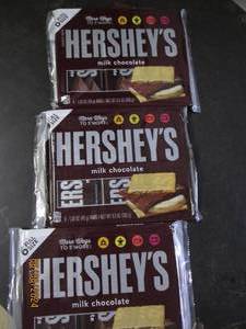 lot 300 image: 39.3 oz packages of hersheys milk chocolate 6 bars each package