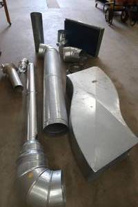 lot 43 image: MISC STOVE PIPE AND DUCT WORK.  AIR FILTER