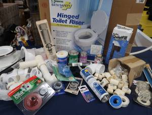 lot 84 image: BATHROOM PLUMBING LOT  HINGED TOILET RISER