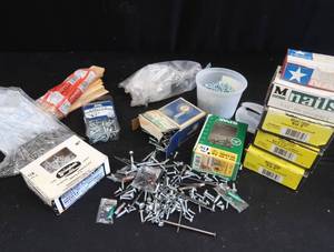 lot 101 image: ASSORTMENT OF SCREWS  FINISH NAILS AND MORE