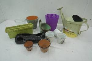 lot 41 image: Variety Small Ceramic, Tin, Glass Planters
