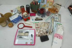 lot 42 image: Crafts, Note Pads, playing cards, credit card protecting cases, mini buckets, mini watering cans and more