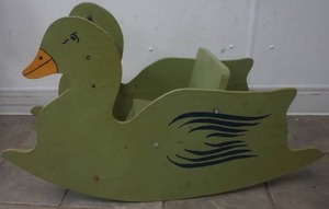 lot 49 image: Vintage Wood Rocking Duck
