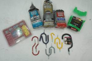 lot 157 image: Steel Wool, Garage Hooks, Variety of Anchors
