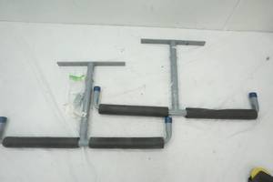 lot 200 image: Pair of Used Gray Adjustable Overhead hooks with hardware