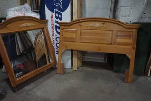 lot 232 image: Queen Size Headboard & Dresser Mirror