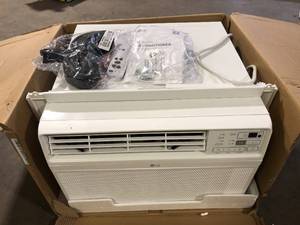 LG 10,000 BTU 115V Window Air Conditioner Cools 450 sq. ft. with Wi-Fi, Remote and in White   Customer Returns See Pictures