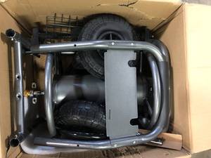 Giraffe Tools Heavy-Duty Industrial Hose Reel Cart with Wheels, 58 in. to 250 ft. Hose Capacity, Hose Guide Installed   Customer Returns See Pictures