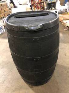 RTS Home Accents 55 Gal. Premium Flat Back Eco Rain Barrel with Removable Lid, Black Color   Customer Returns See Pictures