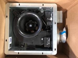 lot 19 image: Panasonic Whisper Choice Auto DC Pick-A-Flow 80110 CFM Ceiling Bathroom Exhaust Fan with Humidity Sense and Flex-Z Fast Bracket Customer Returns See Picture