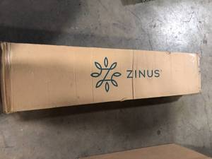 lot 21 image: Zinus Curtis Grey Full Upholstered Platform Bed Frame Customer Returns See Picture