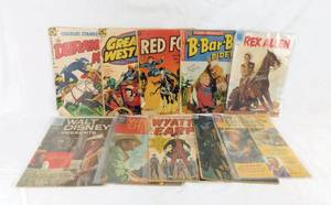 lot 12 image: Lot of 12 Vintage 1950s and 1960s Comic Books including Durango Kid, Rex Allen, Walt Disney Presents and More