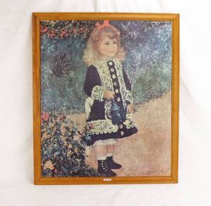 lot 27 image: Vintage A Girl With A Watering Can by Auguste Renior Framed Canvas
