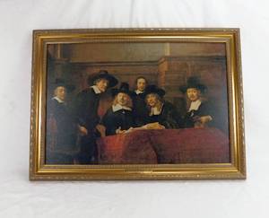 lot 5 image: The Syndicate of the Drapers Guild by Rembrandt Framed Canvas