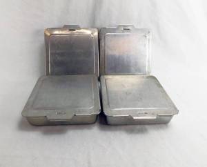 lot 93 image: Set of 4 Vintage 8x8x2 Aluminum Baking Pans with Sliding Covers