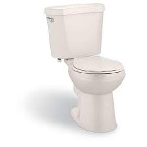 lot 4 image: Glacier Bay 12 inch Rough In Two-Piece 1.28 GPF Single Flush Round Toilet in Biscuit Seat Included