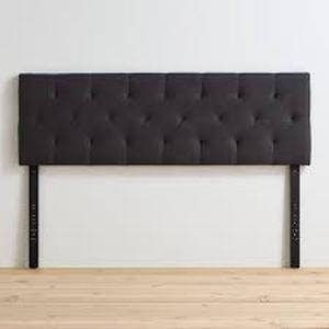 lot 14 image: Brookside Kaylee Adjustable Charcoal Queen Upholstered Low Profile Headboard with Square Tufting