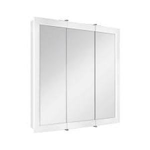 lot 16 image: Glacier Bay 30-316 in. W x 29 in. H Framed Surface-Mount Tri-View Bathroom Medicine Cabinet with Mirror, White