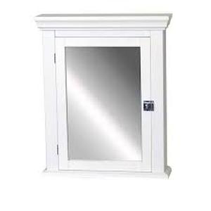 lot 25 image: Zenith Early American 22-14 in. W x 27 in. H x 5-78 in. D Framed Surface-Mount Bathroom Medicine Cabinet in White