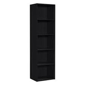 lot 29 image: Hodedah 12 x 16 x 60 Inch 5 Shelf Bookcase and Office Organizer Solution for Living Room, Bedroom, Office, or Nursery-Black
