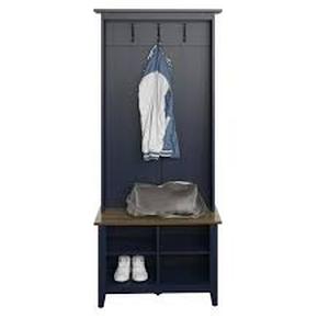 lot 30 image: Twin Star Home Insignia Blue Hall Tree with Storage Bench