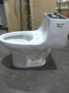 lot 39 image: Glacier Bay McClure 12 inch Rough In One-Piece 1.1 GPF1.6 GPF Dual Flush Elongated Toilet-Missing Lid & Seat