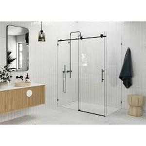 lot 40 image: Glass Warehouse 60 in. W x 48 in. D x 78 in. H Pivot Frameless Corner Shower Enclosure in Matte Black Finish with Clear Glass
