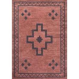 lot 47 image: Jonathan Y Korsa Geometric Medallion Machine-Washable RedBlack 8 ft. x 10 ft. Area Rug
