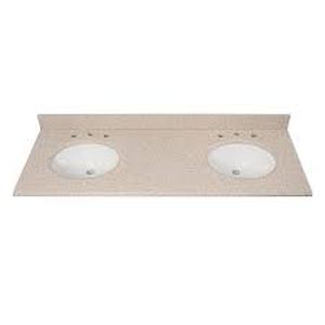 lot 87 image: HDC 61 in. W x 22 in D Granite White Round Double Sink Vanity Top in Beige
