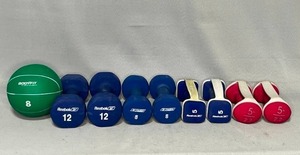 lot 27 image: Lot of Hand Weights & Body Fit Ball